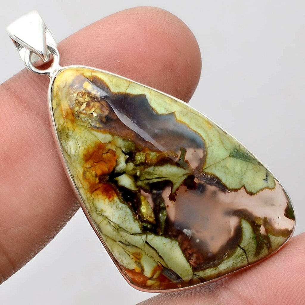 Rainforest Jasper Pendant Solid Silver